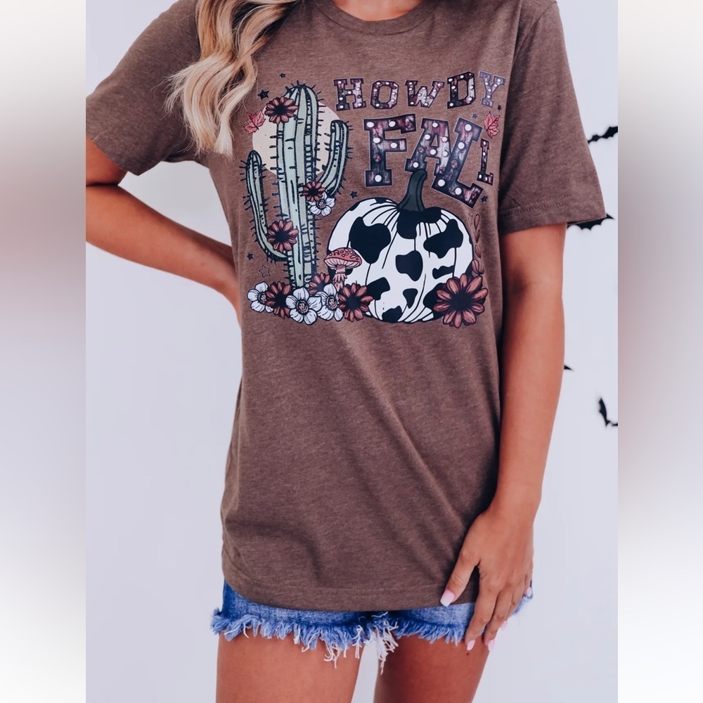 Bella Canvas‎ DESERT "HOWDY FALL" GRAPHIC TEE/T-Shirt | Color: Brown | NEW/NWT🤎
